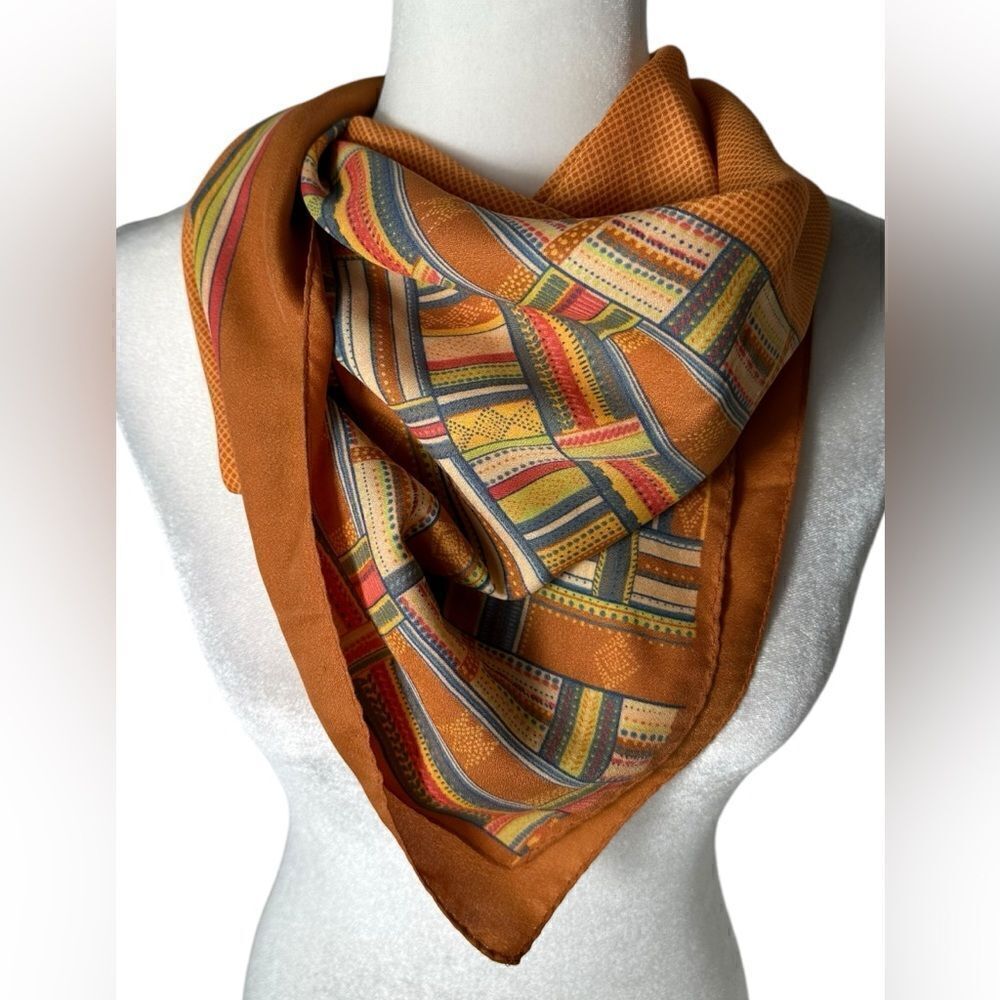 Nik Nik Vintage Tan Multi Color Eclectic Print Shawl Scarve